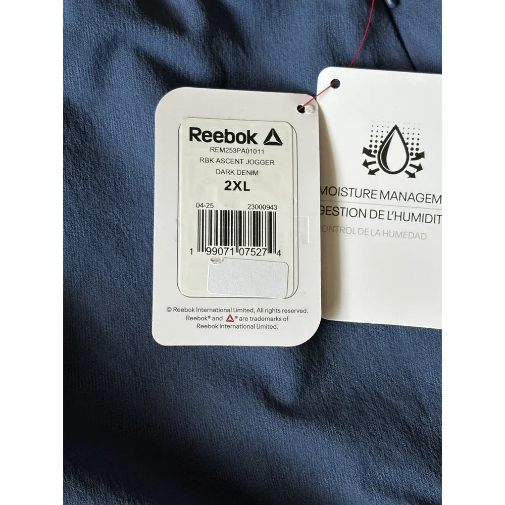 New Reebok Ascent Woven Jogger Pants Dark Denim 2XL Slim Hiking Outdoors Stretch